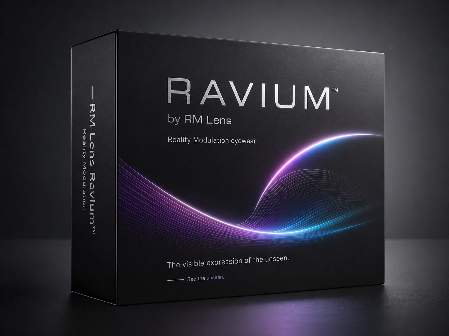 Ravium™ by RM Lens packaging, front